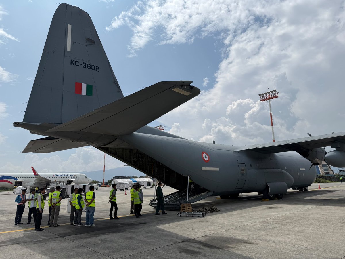 MEAIndia's tweet photo. India’s relief assistance has reached Nepal.

An additional 11 tonnes of essential supplies, including medicines, forensic supplies, tents, hygiene kits and sleeping bags, have been handed over to the Nepali side.

India remains committed to supporting Nepal’s recovery. https://t.co/pEGGtX0CqD