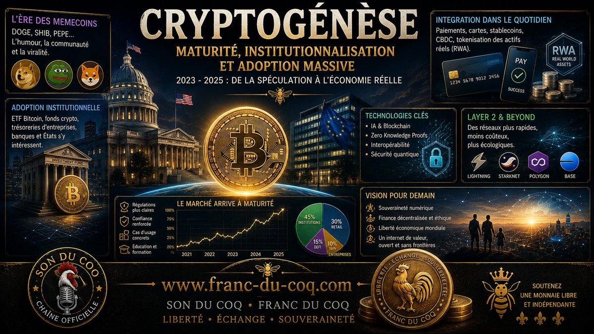 FrancDuCoq's tweet photo. CRYPTOGENÈSE — ÉPISODE 26
2022 — Ethereum passe au PoS
 The Merge remplace le Proof of Work d’Ethereum par le Proof of Stake. Les validateurs sécurisent le consensus avec de l’ETH staké. Mining et staking incarnent deux modèles de sécurité. Lequel résistera le mieux au temps ?
🪙https://t.co/cl0hIXJ8ao