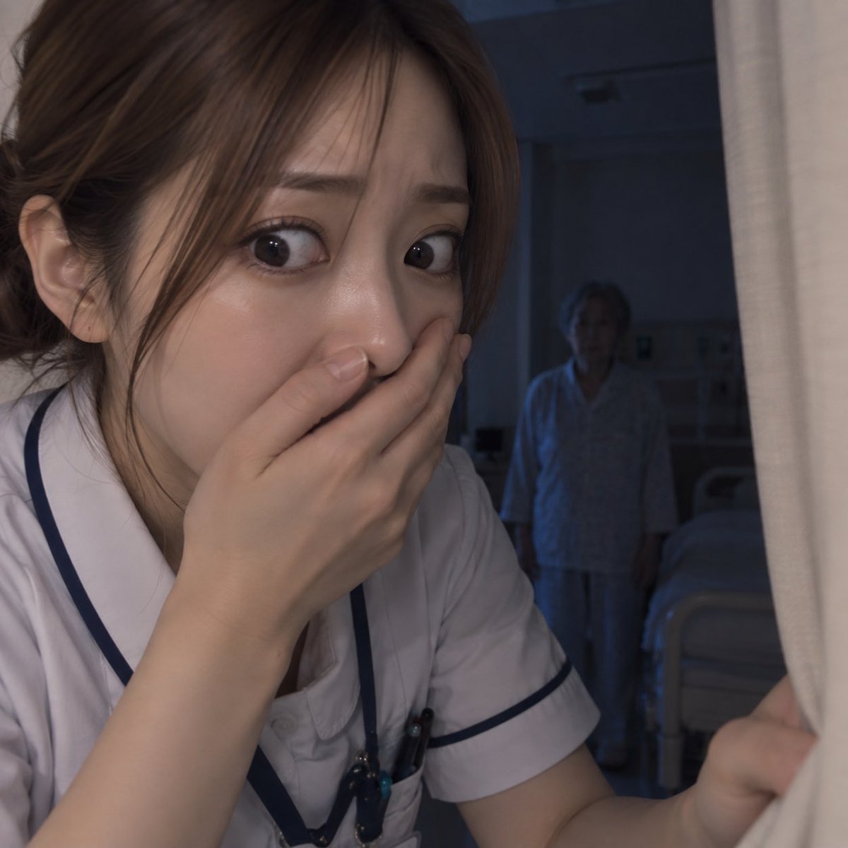 waninurse_'s tweet photo. 看護師たまにあるある

巡視に行ってカーテン開けたら
立ってる患者

こちらはびっくりするのに動じない、、
なにしてるの？？ https://t.co/JRKmJ5Hzex