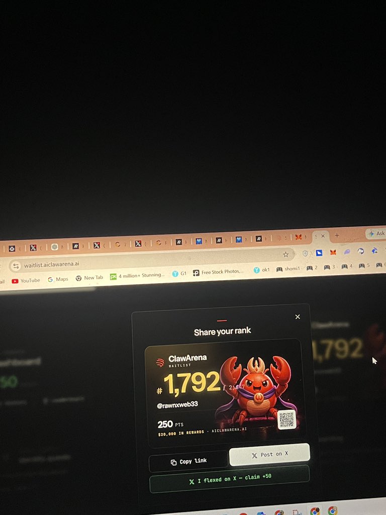 rawnxweb33's tweet photo. i’m always more interested in campaigns where the journey matters, not just the final leaderboard.

that’s what made me stop and look at @ClawArenaWorld

there’s a $20,000 reward pool waiting for the top creators, but you don’t need to be at the top on day one.

start simple.

get your card → complete quests → stay active → keep earning points.

little by little, your activity starts adding up.

and even if the cash rewards don’t have your name on them, the points you earn can still play a role in the upcoming token airdrop.

that changes the way i look at it.

it’s not
“win or lose.”

it’s
“start, stay consistent, and give yourself a chance.”

that’s a campaign i can get behind. 🦞

@ClawArenaWorld

join through my referral:

https://t.co/nt0nz2MrFV