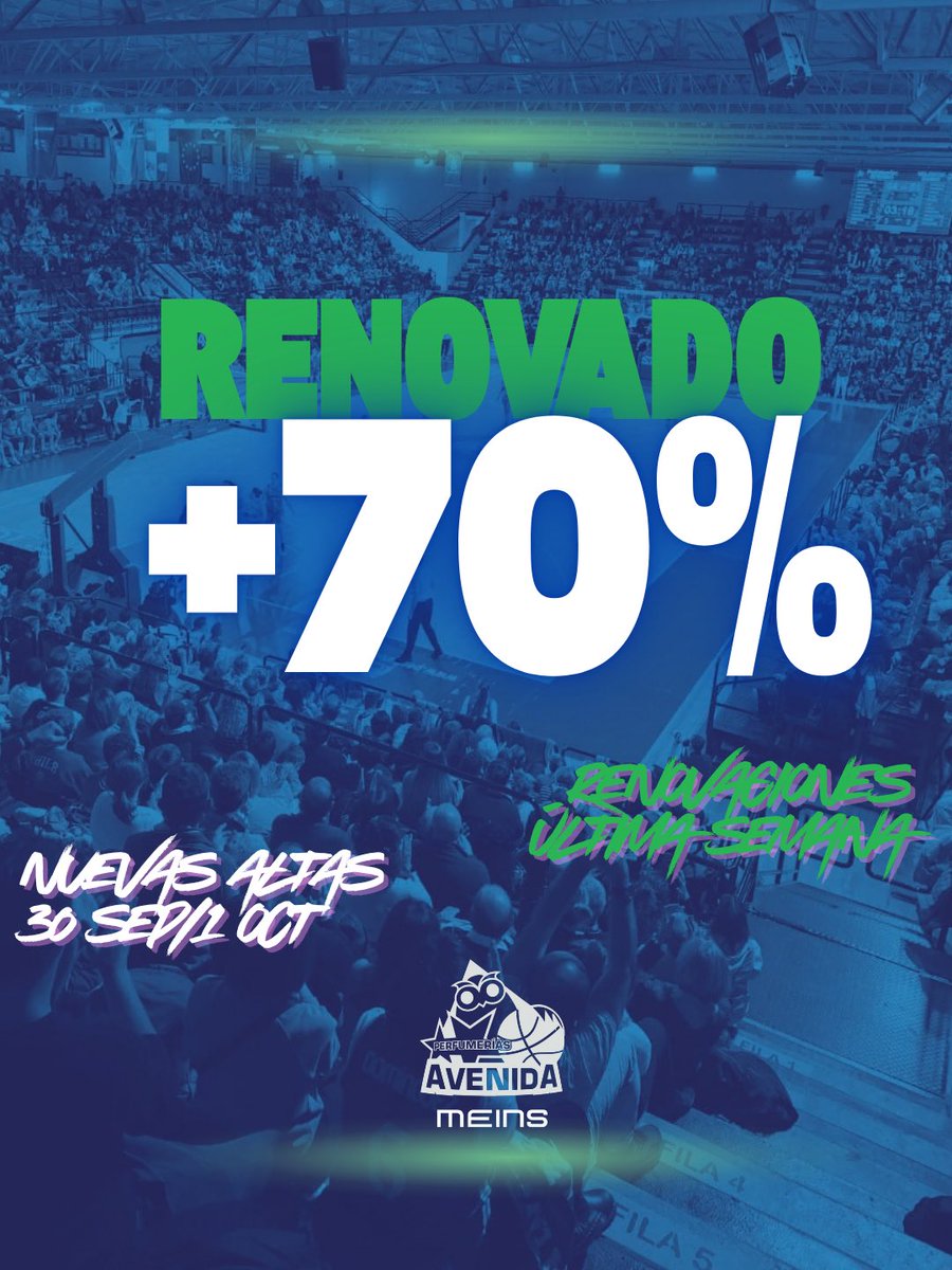 CBAvenida's tweet photo. Ya tenemos …

🟩🟩🟩🟩🟩🟩🟩⬜️⬜️⬜️
Y aún queda la ÚLTIMA SEMANA de renovaciones

🙋‍♀️LUNES, MIÉRCOLES y JUEVES (El martes paramos, que hay amistoso a las 19h☺️) 
10 a 12h / 19 a 21h 
💻 Mediante @Cluber_App 

💙 Nuevas ALTAS 30 sep/1oct 

INFO ➕ https://t.co/IOhQDGiiA7 https://t.co/6oDe4zJp9M