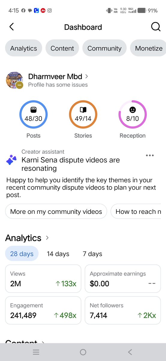 Chirag58635575's tweet photo. .@Meta @facebookapp My profile is showing 'Profile has some issues' alert. I have already removed the problematic video from my account this morning. Please re-review my profile status and remove this yellow alert immediately. Thank you. https://t.co/PEV0BjnTn8