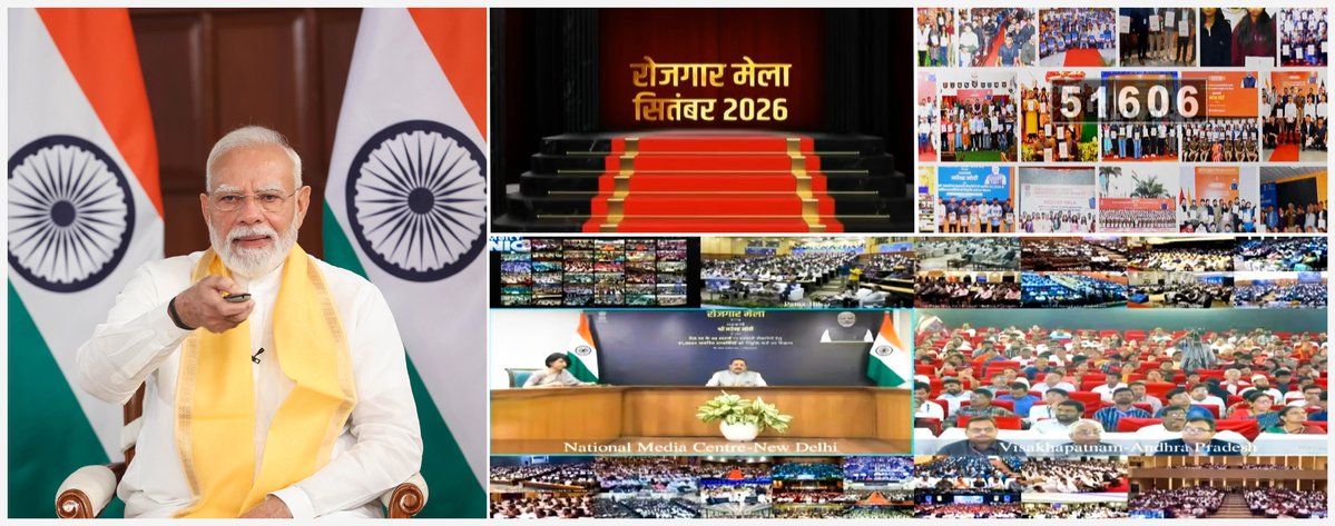 DrJitendraSingh's tweet photo. Prime Minister Sh @narendramodi  distributes more than 51,000 appointment letters to the newly appointed youth in Government at the 20th Rozgar Mela via video conferencing.

#DoPT https://t.co/KKGpt1Sish