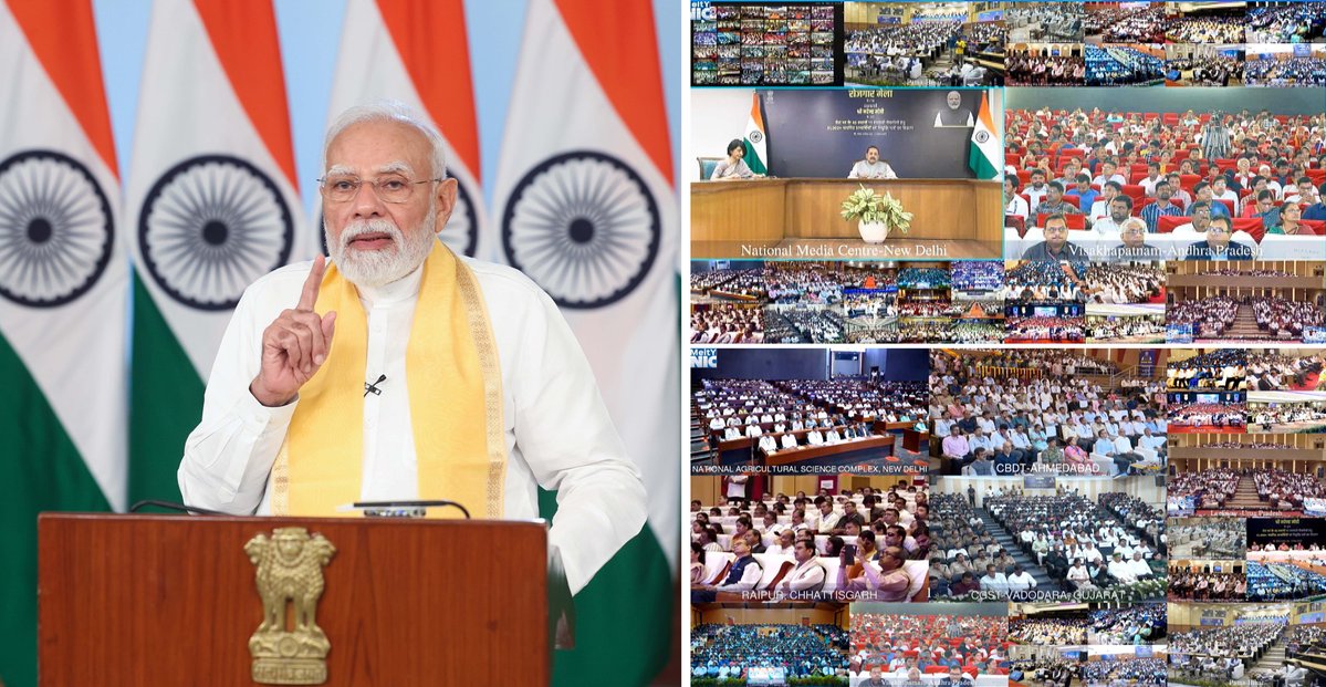 DrJitendraSingh's tweet photo. Prime Minister Sh @narendramodi  distributes more than 51,000 appointment letters to the newly appointed youth in Government at the 20th Rozgar Mela via video conferencing.

#DoPT https://t.co/KKGpt1Sish