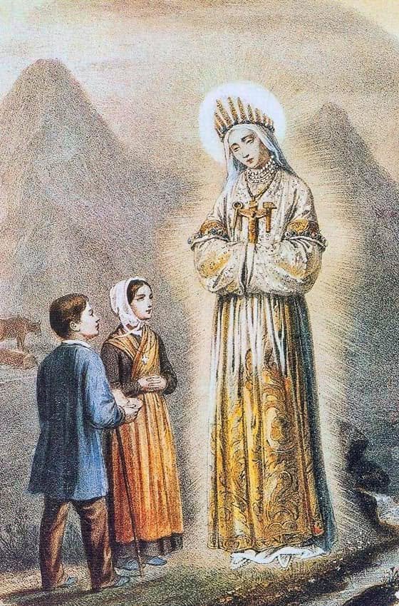 ConoceF's tweet photo. “La gente no observa el Día del Señor, trabajando los Domingos. El tiempo de Cuaresma es ignorado. Los hombres no pueden jurar sin tomar el Nombre de Dios en vano. La desobediencia a los mandamientos de Dios hacen que la mano de mi Hijo sea más pesada" Hoy se celebra la Virgen de la Salette 1846