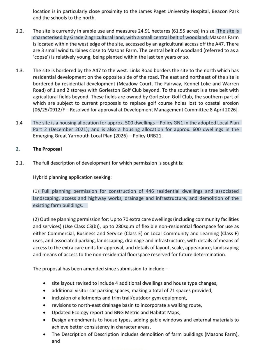 doveyymargeauxx's tweet photo. First of all.. either Rupert is trying to mislead people or he doesn’t know the details of what he’s fighting. 🤦🏻‍♀️ 

This is Grade 2 agricultural land.. not Grade 1. That’s in Great Yarmouth Borough Council’s planning report.. which Rupert has access to. 

And this was not a Reform project. The development route goes back to 2019 under the Conservative run council when the land was approved for disposal to Repton.

The whole guess who owns Repton nonsense is just muddying the waters. Repton is owned by Norfolk County Council.. not Reform and it existed years before Reform took control. Why does he need to create a conspiracy around this? 🤔 

And saying Reform can just stop it quite easily is misleading too. They inherited a development that was already years into the process and planning permission has now been granted with legal obligations attached.

Rupert’s trying rewrite the history just to have a new stick to whack reform with.