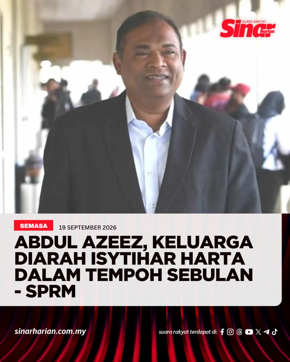 Laboury4's tweet photo. Abdul Azeez Abdul Rahim bersama keluarganya diminta membuat pengisytiharan harta dalam tempoh sebulan selepas menerima notis daripada SPRM. Proses itu dijalankan mengikut peruntukan undang-undang yang ditetapkan.
#SPRM #AbdulAzeez #TabungHaji #Malaysia https://t.co/imQOfgiqub