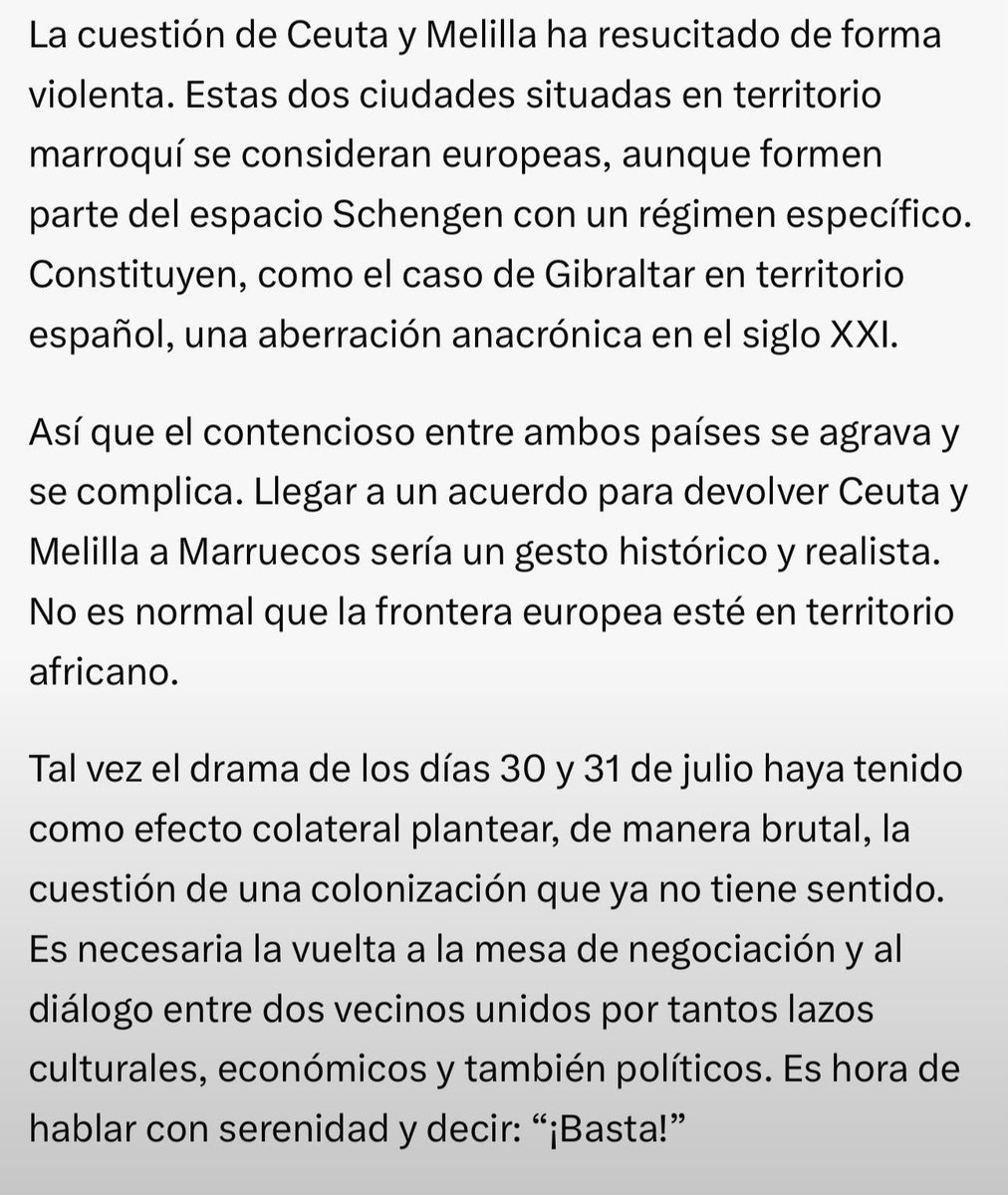 ppopular's tweet photo. Ceuta y Melilla son España y sus ciudadanos, españoles. Defender su entrega no es una cuestión de “realismo”: es cuestionar la soberanía española y los derechos de quienes viven allí. 

Cuesta creer que esto se publique en @elpais. Esto es una barbaridad https://t.co/QPt8Me2xXS