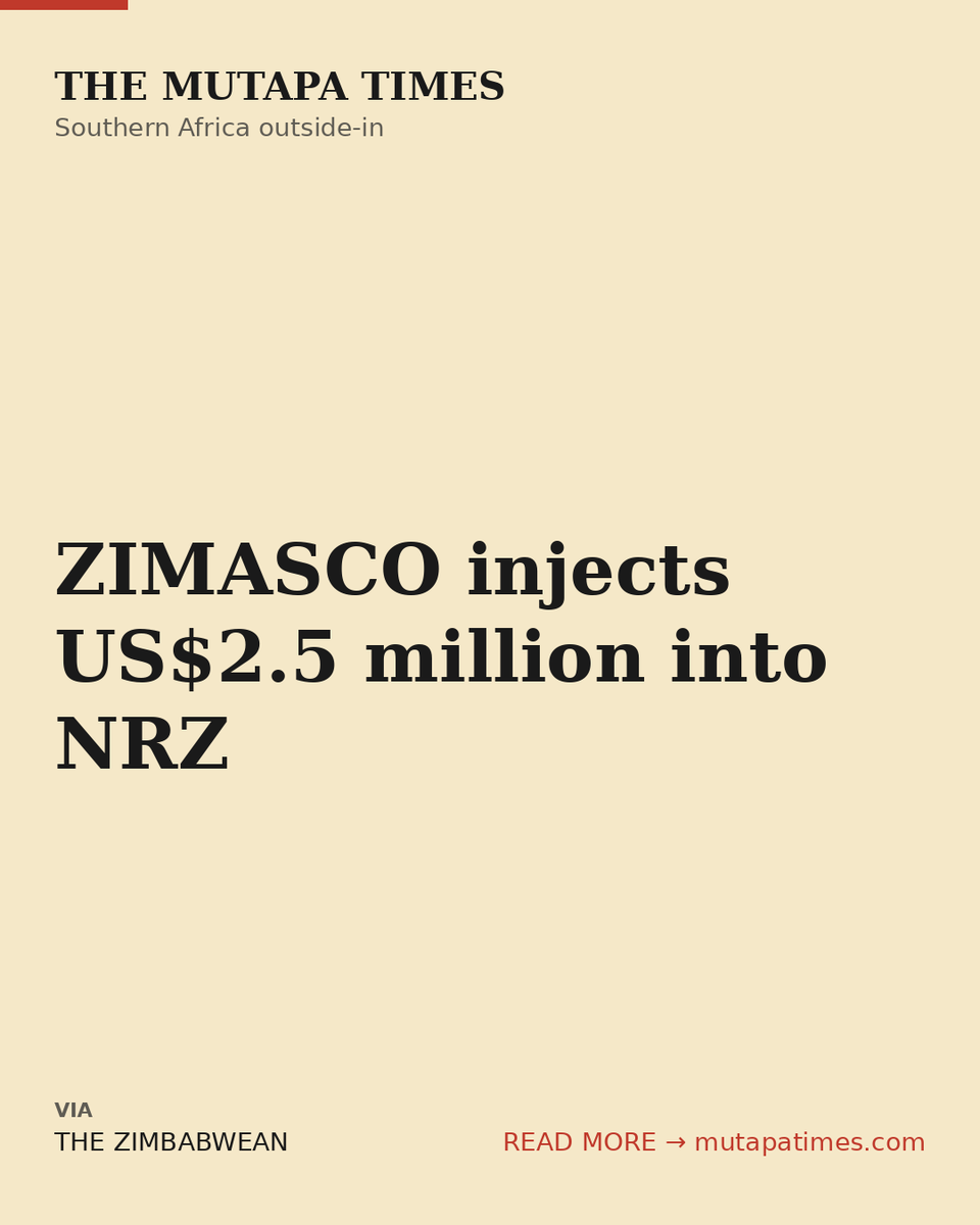 mutapatimes's tweet photo. Mining giant ZIMASCO has injected US$2.5 million into the National Railways of Zimbabwe (NRZ) under a Public‐Private Partnership (PPP) scheme, breathing new life into the country’s struggling rail system. #Zimbabwe #Bus...  https://t.co/Z1uUfZhcJ0 https://t.co/HiN9WM3wKy