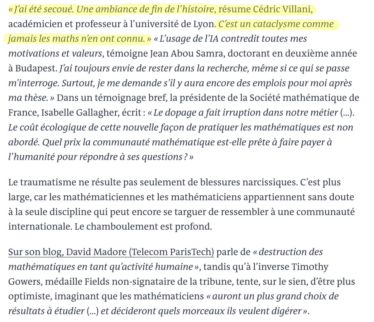 Fabien_Mikol's tweet photo. Cédric Villani après l'annonce de la solution d'OpenAI au problème du millénaire : « J’ai été secoué. Une ambiance de fin de l’histoire. C’est un cataclysme comme jamais les maths n’en ont connu. » https://t.co/XDutqgqDyw