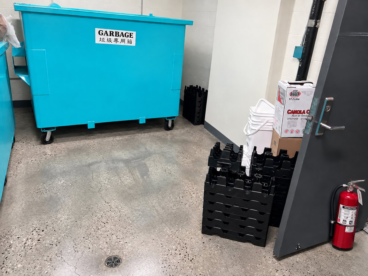 disposal_queen's tweet photo. A missing doorstop looks like a minor building detail right up until it isn’t. It can dent a bin, wear down hinges, or put a hauler at risk.
To know more, please visit us at: https://t.co/xQilxkB2qX
#DisposalQueen #WasteServiceDisruption #PropertyMaintenance #GarbageRoomDoor https://t.co/jVXSwUm4xy