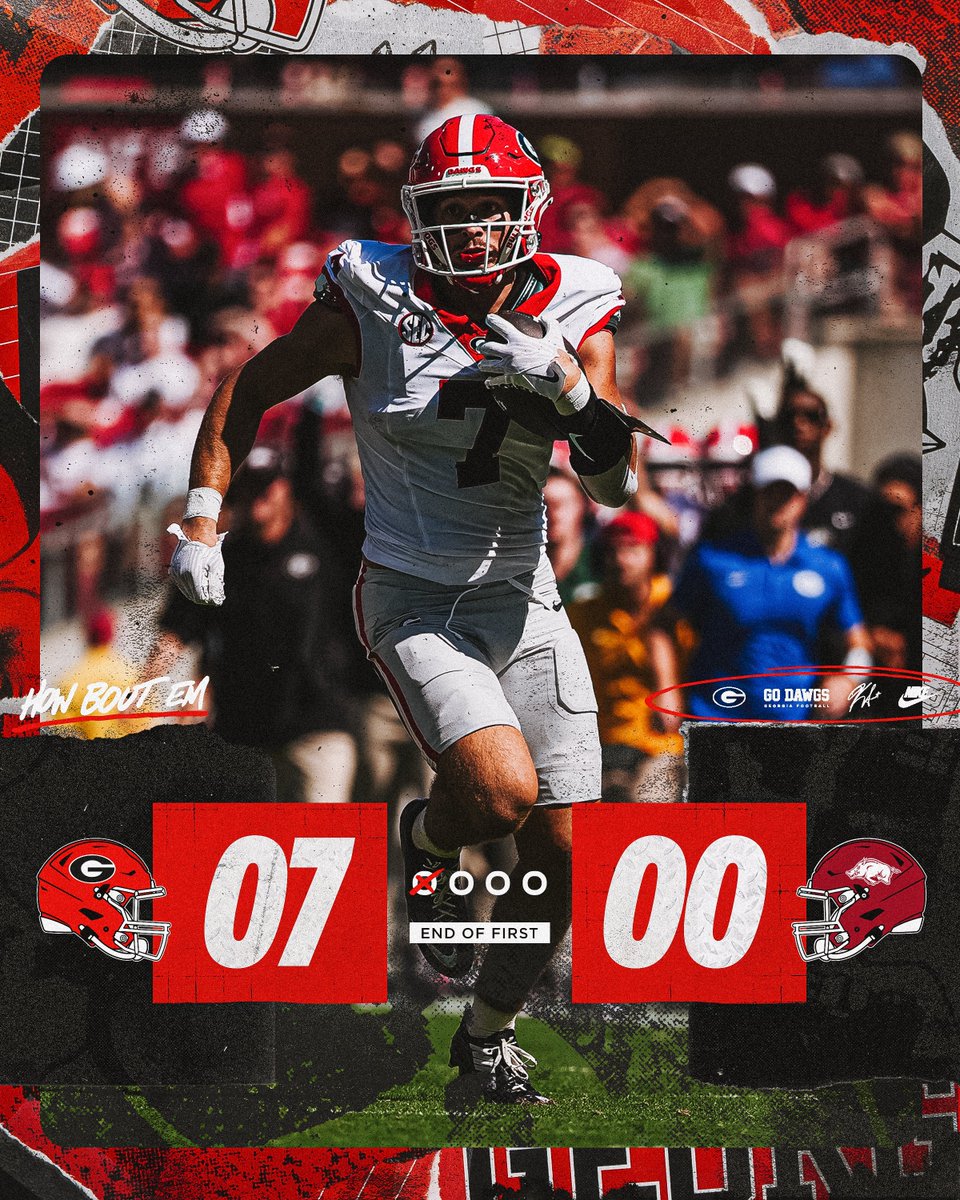 GeorgiaFootball's tweet photo. Through the first in Fayetteville! https://t.co/ydxwS8rL5b