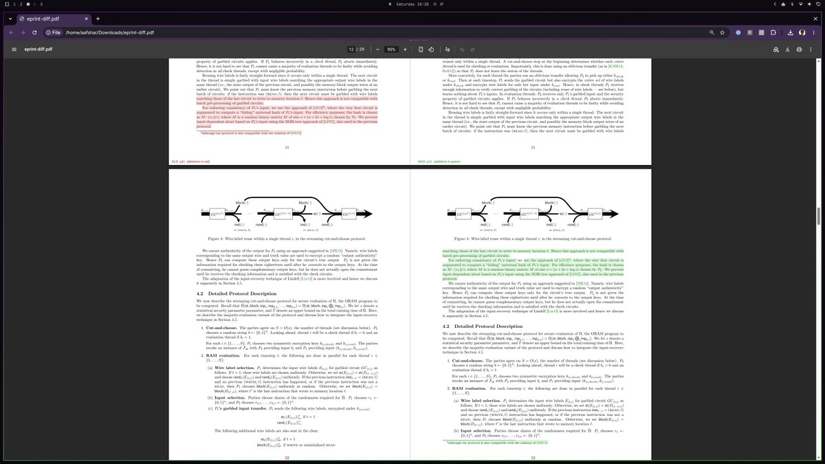 _aafshar_'s tweet photo. New version of eprint-diff is out. It now properly prevents cascades caused by a change in early pages. https://t.co/vV6miWmdqh