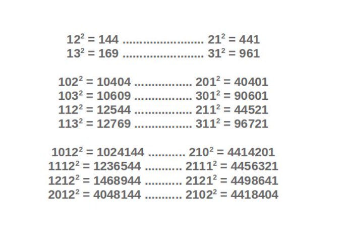 Rainmaker1973's tweet photo. You may have noticed that:

13 x 13 = 169 and 31 x 31 = 961

which makes the two operations true even if read in reverse.

But this is not the only case: https://t.co/HNXzoT145G