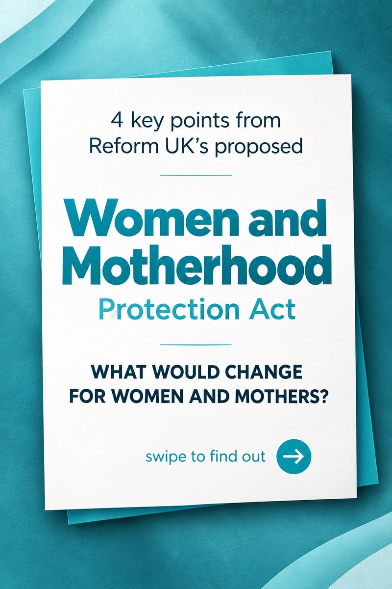 ReformCornwall's tweet photo. WHAT HAVE YOU ACTUALLY BEEN TOLD ABOUT REFORM UK AND WOMEN?

Claims have been made that Reform UK is “anti women”. But what does our proposed Women and Motherhood Protection Act actually say?

The ambition is clear: to make Britain one of the best places in the world to have children, while strengthening protections for women and mothers.

Rather than relying on political propaganda generated by the left, take a look at the proposals for yourself.

Four key points. Four areas of proposed change. You can read them and make up your own mind.

Please share this with the women in your life and let them see the proposals for themselves.

#ReformUK #women #cornwall #womensrights #equality