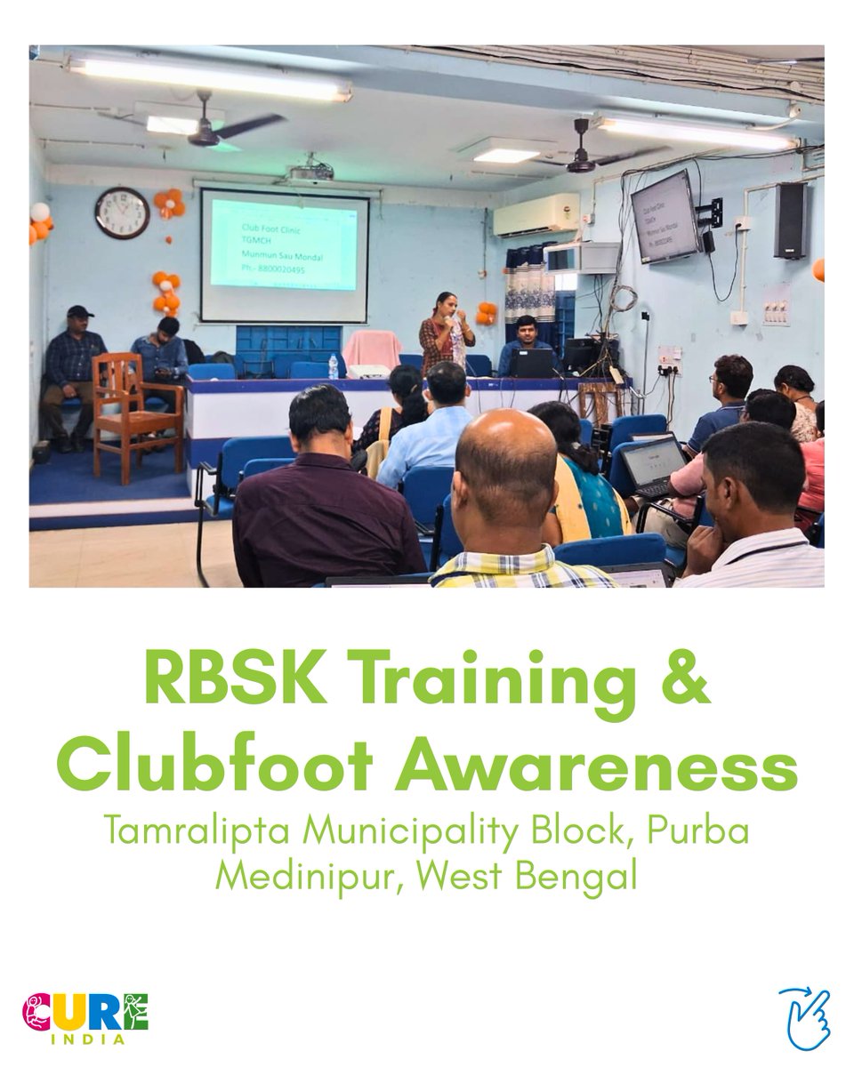 clubfootindia's tweet photo. Our team joined 75+ Medical Officers & Pharmacists at an #RBSK training in Tamralipta, Purba Medinipur to champion early clubfoot detection and care.
Thanks to Mr. Ujjal Samanta for coordinating this step toward ensuring every child walks free of disability.
#ClubfootAwareness https://t.co/OoOpqxxvRZ