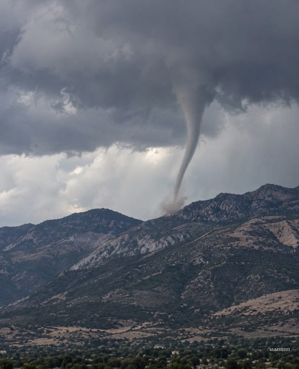 MrMBB333's tweet photo. TORNADO TOUCHES DOWN 7,500 FEET UP IN UTAH MOUNTAINS

A tornado just touched down in one of the last places you’d expect.

High in the mountains east of Fruit Heights, Utah, a confirmed tornado dropped onto a ridgeline roughly 7,500 feet above sea level, sending dust and debris into the air.

Large hail pounded parts of northern Utah as powerful winds and torrential rain swept through the region, triggering localized flooding.

A tornado touching down this high in the Utah mountains is one incredible sight.

👇 Anyone in Utah see this storm?

#MrMBB333 #Utah #Tornado