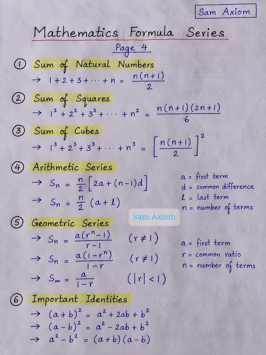 Sam_Axiom's tweet photo. Mathematics Formula Sheet Basics https://t.co/FHEzYnQBV7