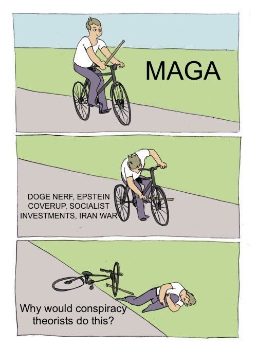 DerekDocuments's tweet photo. Proof of Horseshoe Theory 

Anyone still supporting red gang at the federal level is infected with a mind virus just as powerful as the Woke.exe they’ve screamed about for a decade. 

Thomas Massie didn’t run on a libertarian platform only to turn around and go full socialist authoritarian on We the People. He wasn’t Commander in Chief with a majority in both House and Senate. 

Red gang dug their own graves—despite multiple warnings from true independents. 

This kind of cope is especially laughable from the gang who fashions themselves “the party of reason”. 

Cause and Effect. 

We’re now in the Find Out phase of what happens when you betray the 5-10% middle that secured your victory. 

Stop rationalizing like a petulant child trying to convince someone else his dad’s not a gaping asshole. 

Reap what you sowed.