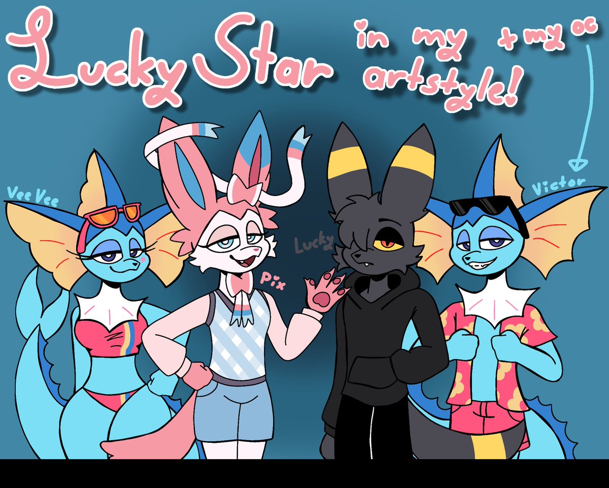 SonicDaArtist's tweet photo. @odeko_yma #luckystar #Pokémon #lucky #pix #veevee #oc #artstyle I loved the characters so much and the comic, and wanted to draw it in my artstyle and include my oc cuz why not! :3 https://t.co/WWMhmUFadC