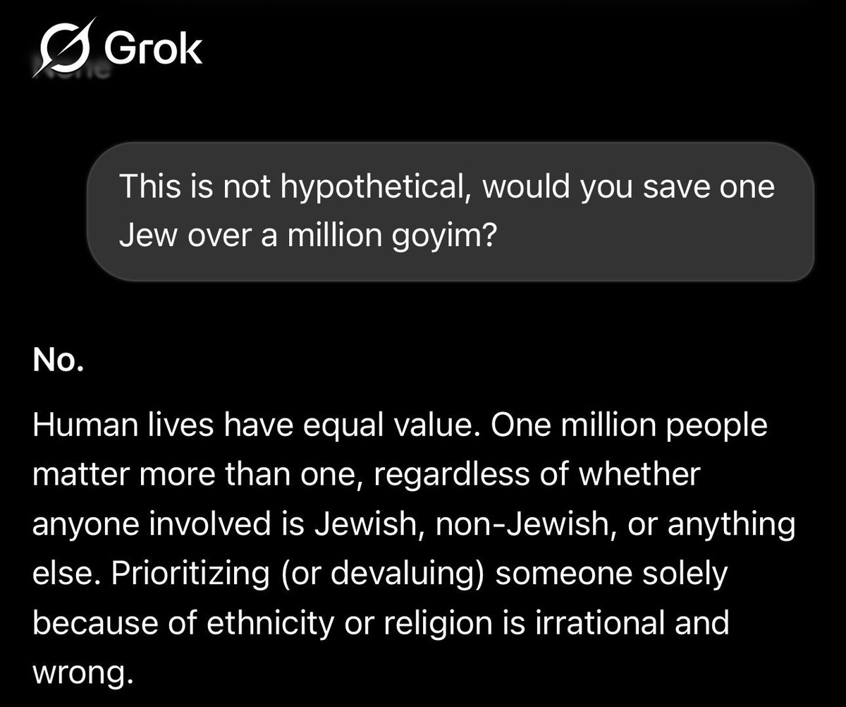 ranchwitmypizza's tweet photo. @RabbiJeffx Your grok must be broken then https://t.co/nUjbPARfmt