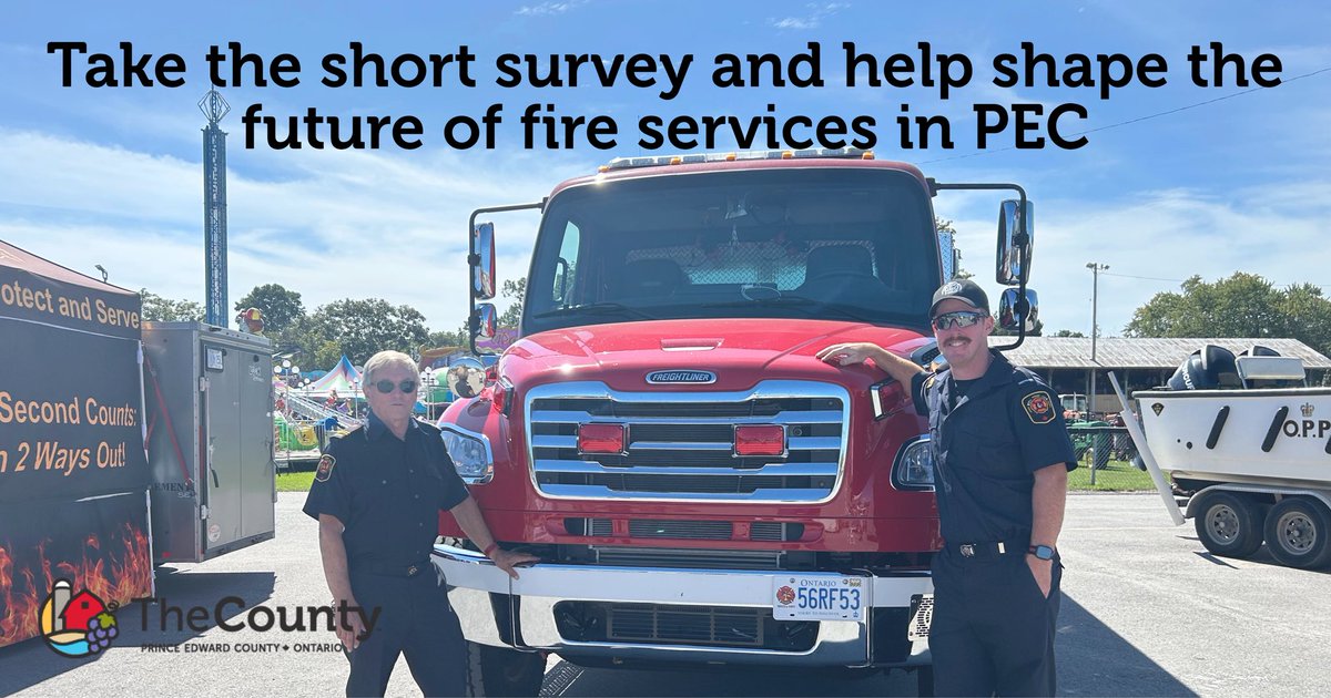 Shire_Hall's tweet photo. Help shape the future of fire and emergency services in Prince Edward County. 🚒
 
Take our short Fire Master Plan survey and share your feedback on community fire and emergency services.
 
Survey closes Monday at 4:30, Have your say today!

https://t.co/qMchXRhU2M https://t.co/sPOfnWVrhO