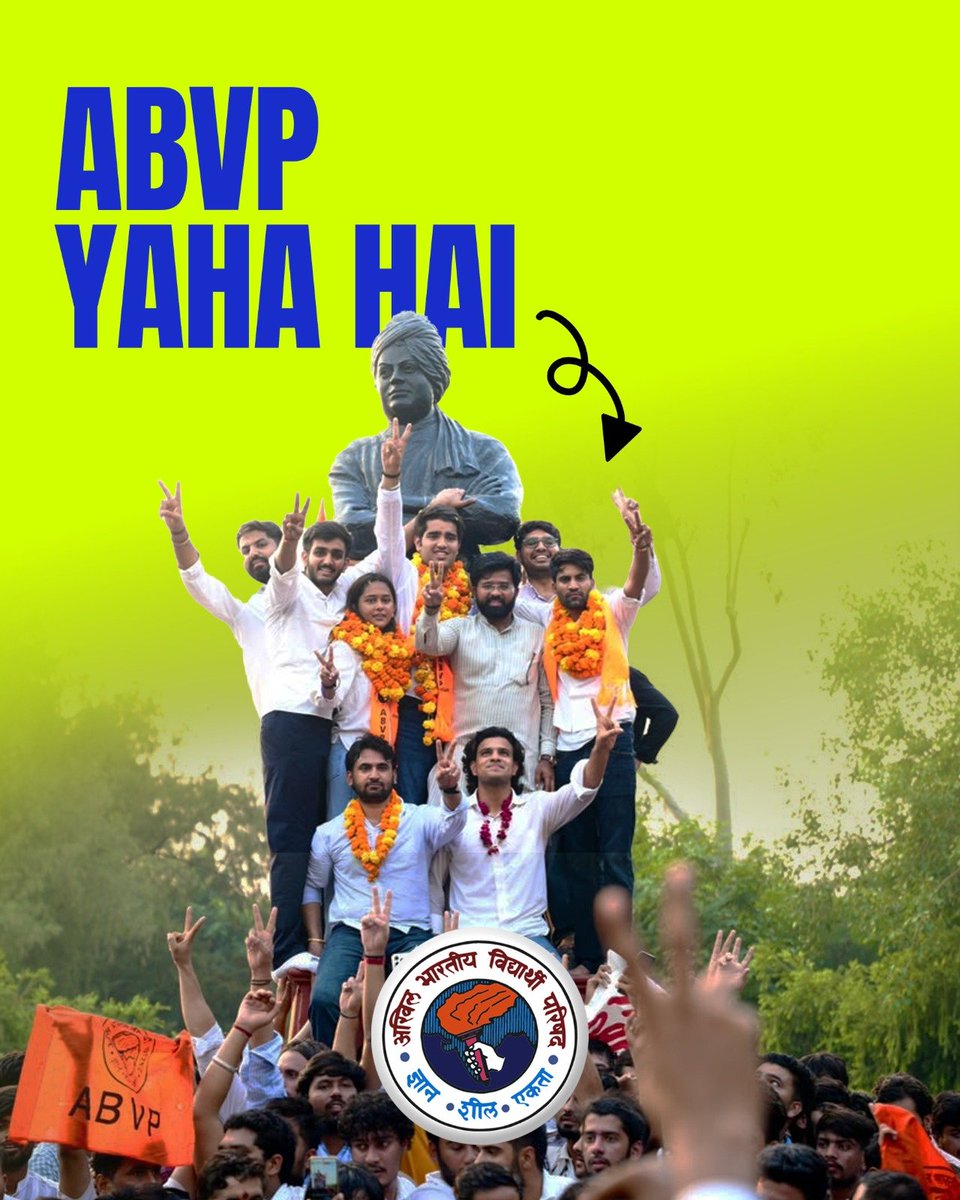 ABVPVoice's tweet photo. Here is ABVP! 🔥

#DusuElections2026 #ABVPwinsDUSU #DUSU2026 https://t.co/WniTxHK8Th