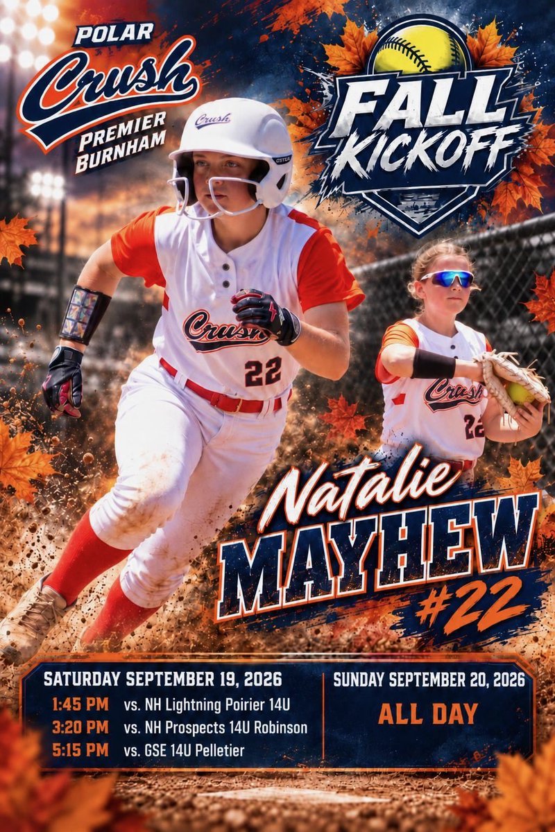 NatalieMayhew31's tweet photo. Excited for our first fall tournament!🥎🔥🧡💙
@JohnBurnham32 
@CrushGoldNH 
@PCNHCoach https://t.co/HCjfMJBntm