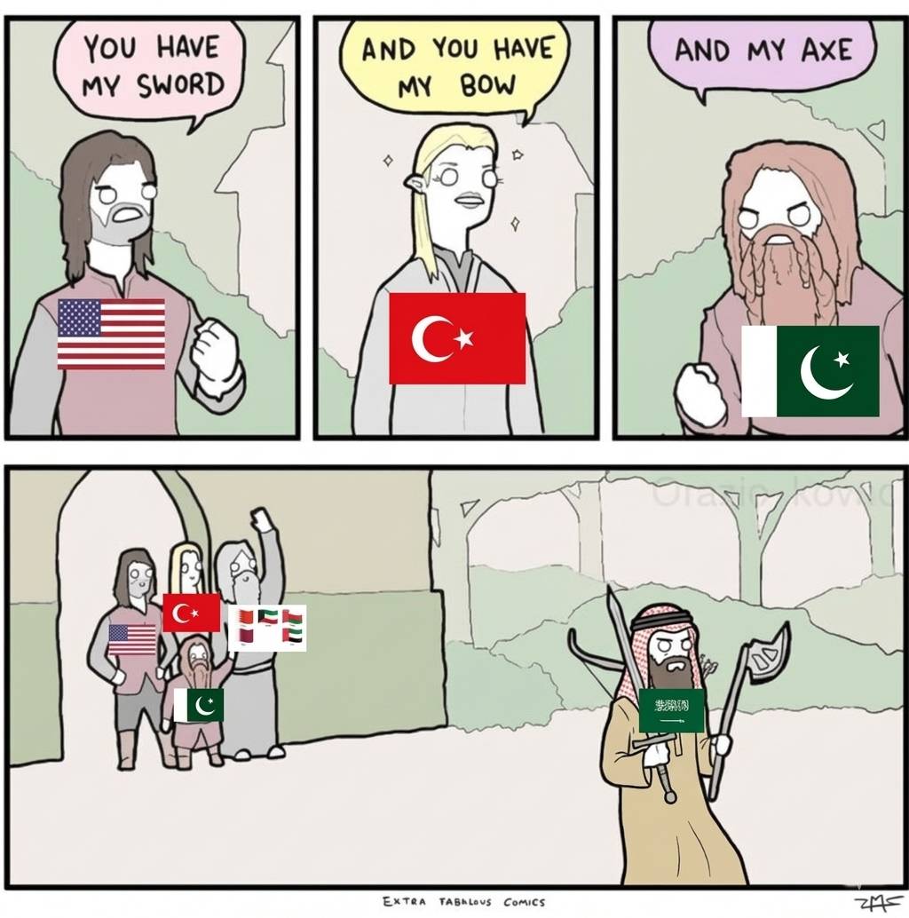 Dispropoganda's tweet photo. Saudi Arabia's allies when they see it getting pummeled by the Houthis https://t.co/BW8gJ1VUZF