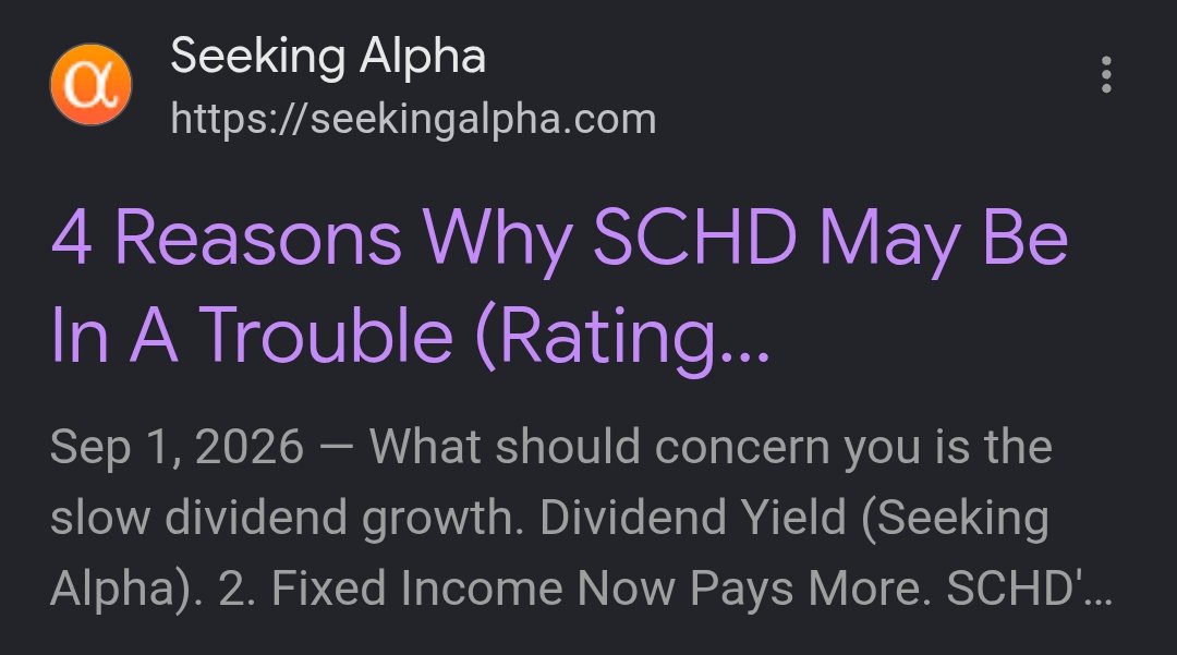 StockReports26's tweet photo. $SCHD

Ah yes. I remember these headlines last year and then SCHD ripped straight up 25+% this year. Stick to your plan. https://t.co/TWWskOwjSv
