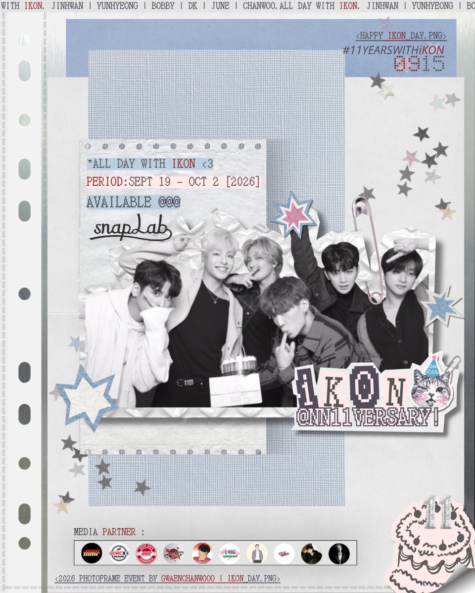 gwaenchanw000's tweet photo. ☆ 𝘼𝙇𝙇 𝘿𝘼𝙔 with 𝙞𝙆𝙊𝙉 ﾟ༘༘ ˖࣪ ⊹

[ iKON 11th Anniversary ] : Photobooth Frame Event by @gwaenchanw000

📍 @ SNAPLAB
🗓️ 19 September - 2 October 2026

snap your moment, kindly tag me &amp; use the hashtag! #ALLDAYWITHiKON 

#iKON #아이콘 @iKONIC_143 https://t.co/wTrfdECdRz