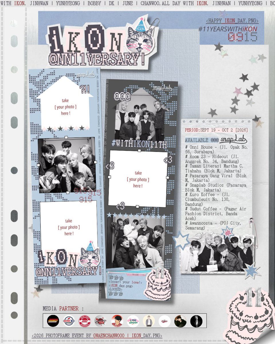 gwaenchanw000's tweet photo. ☆ 𝘼𝙇𝙇 𝘿𝘼𝙔 with 𝙞𝙆𝙊𝙉 ﾟ༘༘ ˖࣪ ⊹

[ iKON 11th Anniversary ] : Photobooth Frame Event by @gwaenchanw000

📍 @ SNAPLAB
🗓️ 19 September - 2 October 2026

snap your moment, kindly tag me &amp; use the hashtag! #ALLDAYWITHiKON 

#iKON #아이콘 @iKONIC_143 https://t.co/wTrfdECdRz
