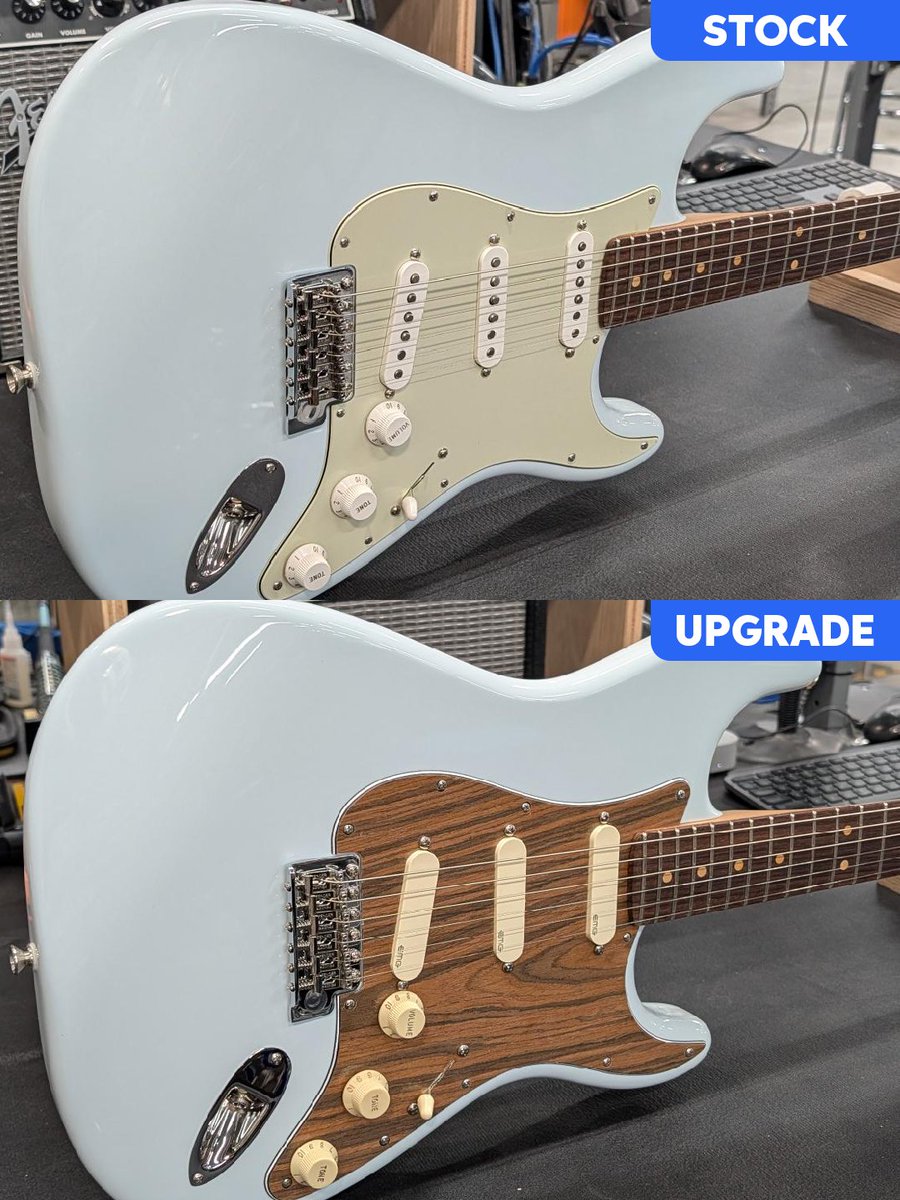 SweetwaterSound's tweet photo. Get a closer look at what our Guitar Workshop team does. 🤘 This @Fender American Professional II GT11 Stratocaster got a few custom touches, including a rosewood SSS pickguard, ClassicGear tuning machines, and Aged White replacement knobs.
https://t.co/vlpQFkLFJy https://t.co/gIkvFAzCEb