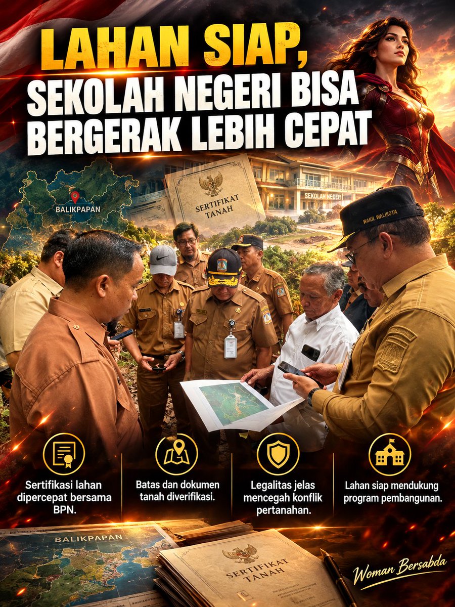 WomanBersabda_'s tweet photo. AMANKAN ASET, BANGUN SEKOLAH!

Bukan sekadar kertas! Pemkot Balikpapan turun ke lapangan pasang patok &amp; amankan TORA.

Kesiapan lahan legal jadi kunci suksesnya program Sekolah Rakyat &amp; Koperasi Merah Putih!
#JagaIndonesia #PendidikanUntukSemua #Balikpapan #SinergiUntukRakyat https://t.co/iPHYayLVmi
