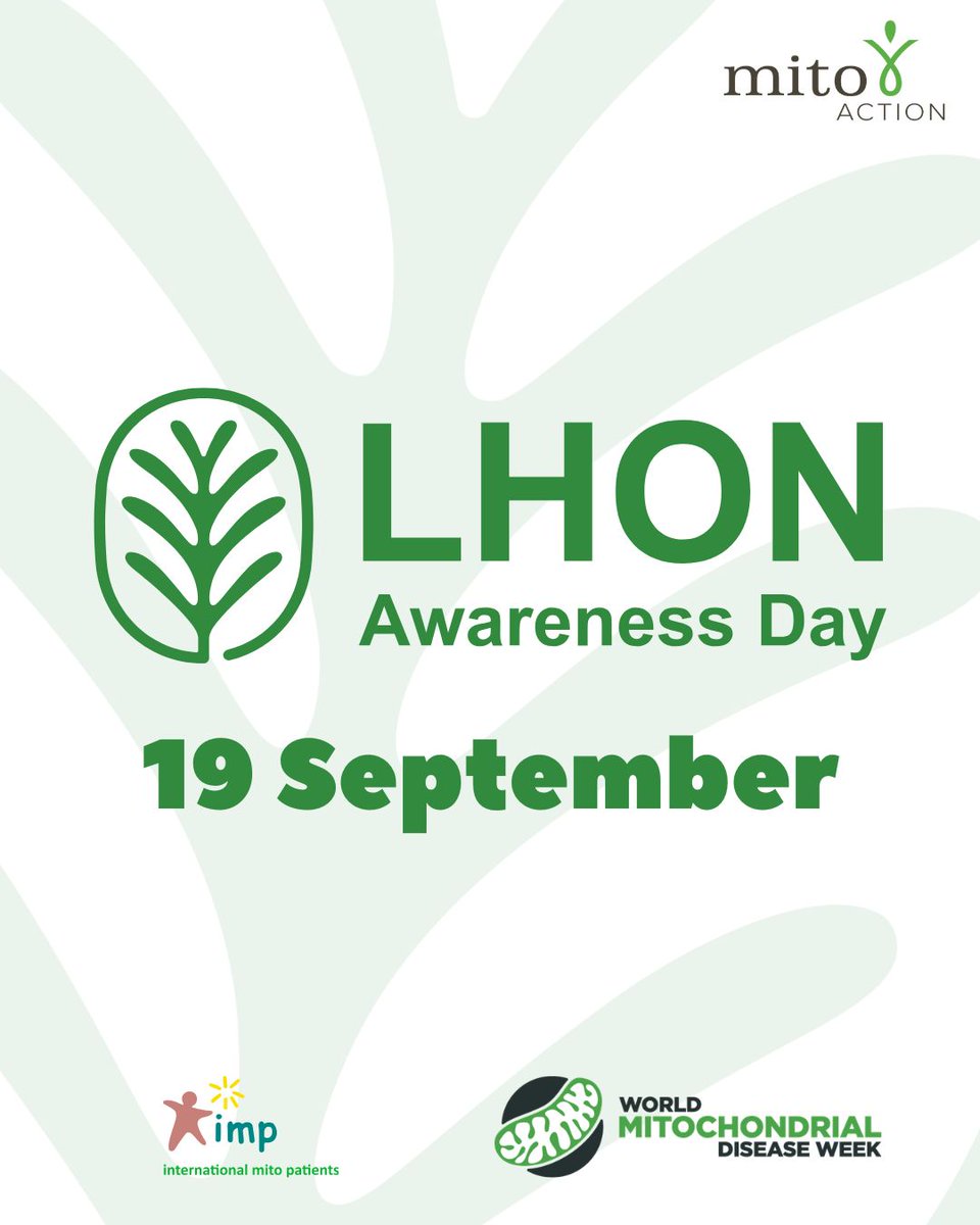 MitoAction's tweet photo. Today, we recognize LHON Awareness Day. 💚
Share this post and help us put LHON—and mitochondrial disease—on the map. 🌎
#LHONAwarenessDay #WorldMitoWeek2026 #PuttingMitoOnTheMap #MitochondrialDisease https://t.co/5F4mUgg6tt