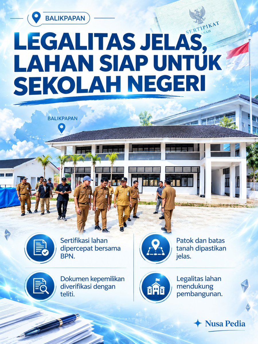NusaPedia8's tweet photo. FONDASI KUAT PEMBANGUNAN KOTA!

"Legalitas wajib klir!" Wawali Balikpapan pimpin ketat penataan aset lahan.

Sertifikasi dipercepat agar bantuan pusat untuk sekolah negeri terintegrasi langsung bisa dieksekusi!
#JagaIndonesia #PendidikanUntukSemua #Balikpapan #SinergiUntukRakyat https://t.co/lBm74Ov0Gy