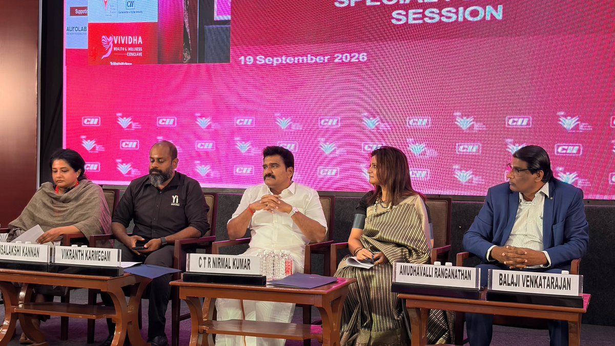 CTR_Nirmalkumar's tweet photo. இன்று (19.09.2026), மதுரை மாவட்டத்தில்  நடைபெற்ற CII – Indian Women Network (IWN) vividha Health & Wellness conclave நிகழ்ச்சியில் பெண்களின் திறமை, தொழில் முனைவுத்திறன் மற்றும் பல்வேறு துறைகளில் அவர்களின் பங்களிப்பை முன்னெடுத்துச் செல்லும் வகையில் நடைபெற்ற இந்நிகழ்வில் கலந்து கொண்ட போது.