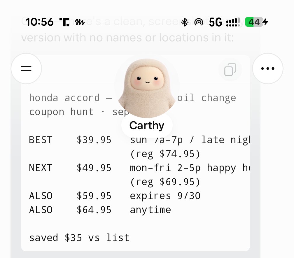 Muse hunted Honda oil-change coupons