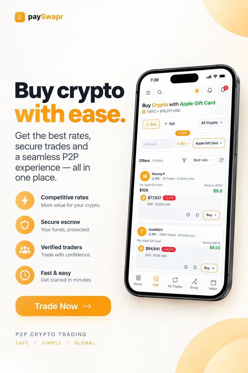 Tringers__'s tweet photo. Trading via P2P just gets easier with @paySwapr. It’s the easiest place for you to buy and sell crypto  using different payment methods. 

It has different traders from different markets just like NoOnes.

If you’re looking for the best platform now then check out https://t.co/MRUTI3WZOp

I’ll be sharing more about it over the next few days.