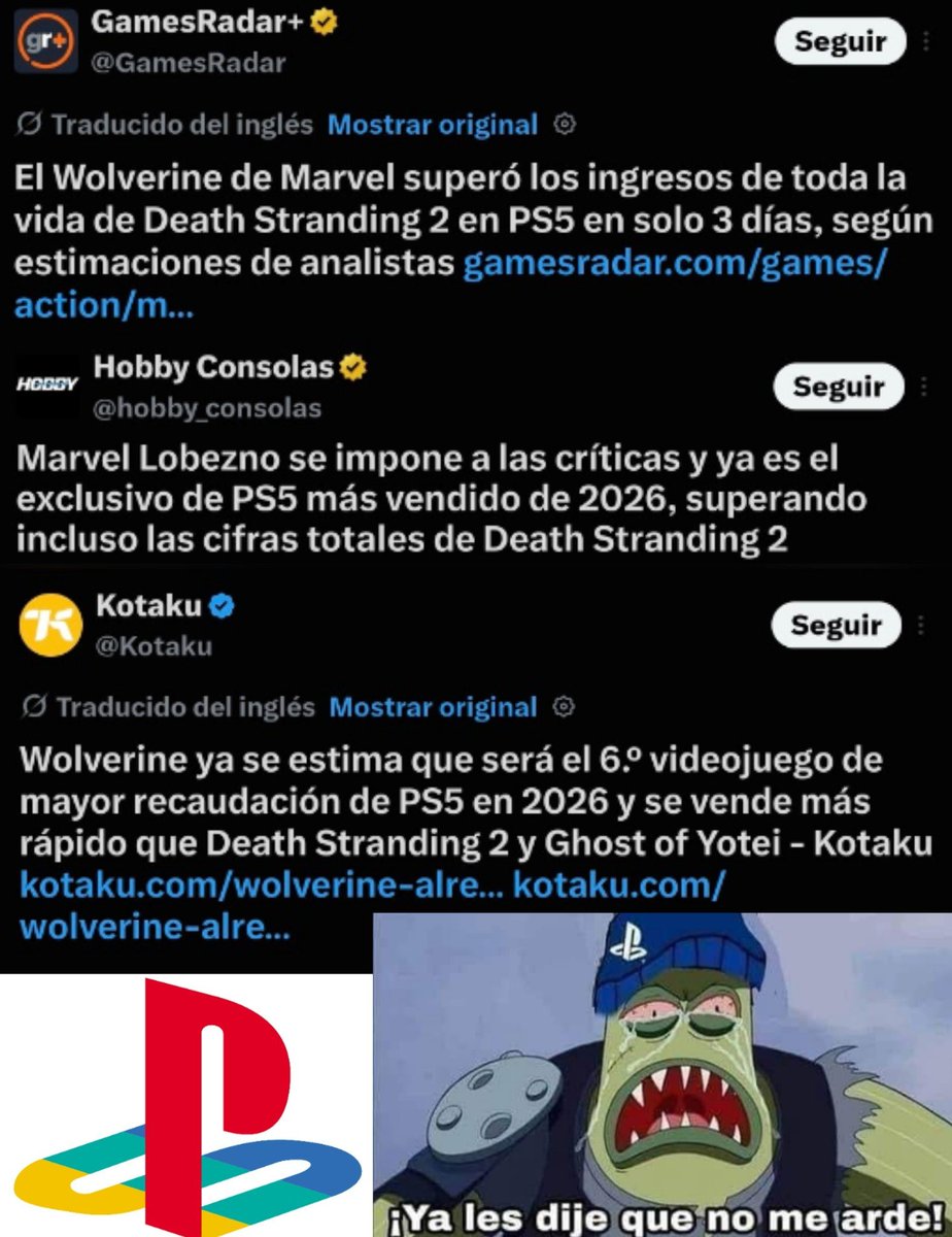 Blsckshadow's tweet photo. #Playstation ataca a Kojima de la manera mas baja y cochina utilizando a la prensa para decir qué #Wolverin ha vendido mas que #Deathstranding2 queda bastante claro que a #Sony le arde el 🍑 que Kojima esta con #Xbox https://t.co/AF4M4uJyvY