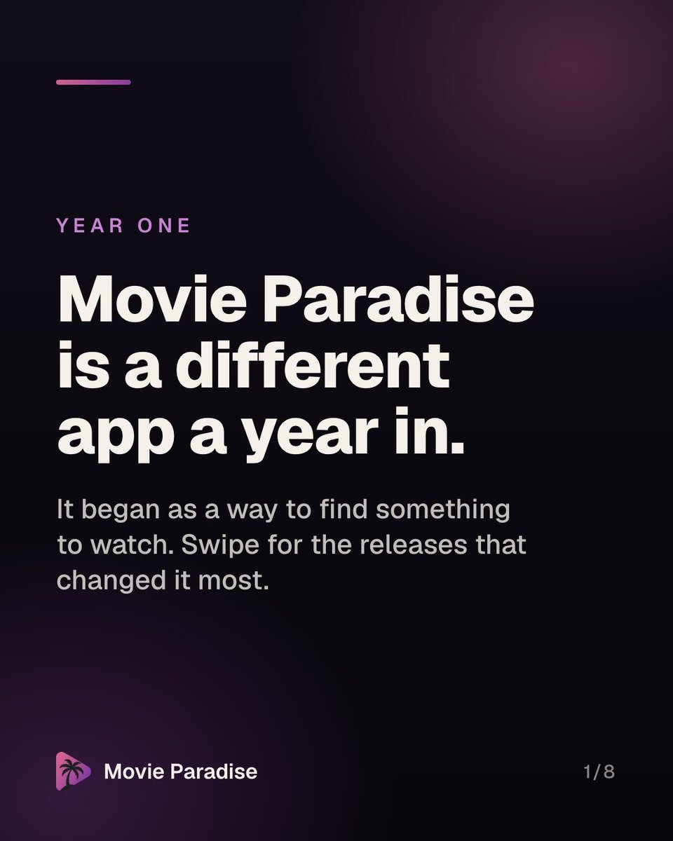 MovieParadise_'s tweet photo. One year of Movie Paradise, told through the updates that shaped it 💜

July was one of the biggest:
👥 Social tab
✍️ Comments
📱 Home screen widgets
📺 Automatic TV status

And that was just one month.

Year two starts soon. What would you love to see added next? 👀

#MovieParadise #tvtracker #tvshows