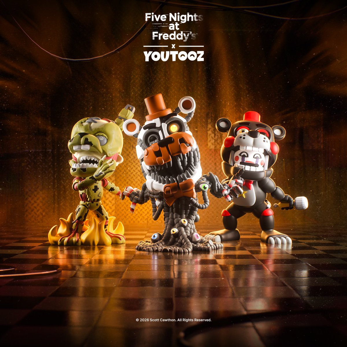 youtooz's tweet photo. shhh... there is room for one more 🤫🐻🖤

all #fnaf x youtooz collection drops on sept 22nd at 3pm est 🍕 https://t.co/PxMGld9VOH