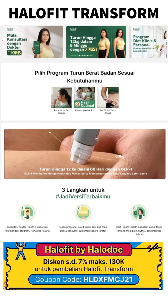 nurmd_'s tweet photo. Layanan kesehatan jadi mudah lewat Halodoc, bisa dari rumah &amp; diskon pake kode kupon berikut: 
💬Konsul Dokter: HLDXC3YJLO
💊Toko Kesehatan Beli obat/Vitamin: HLDXOP2509
🏠Homecare: HLDXHFGN88 
✨Haloskin Lab: HLDXSLYR6
🥗Halofit Diet: HLDXFMCJ21

#zonauang #zonajajan #Promox https://t.co/QXdXdJxmsi
