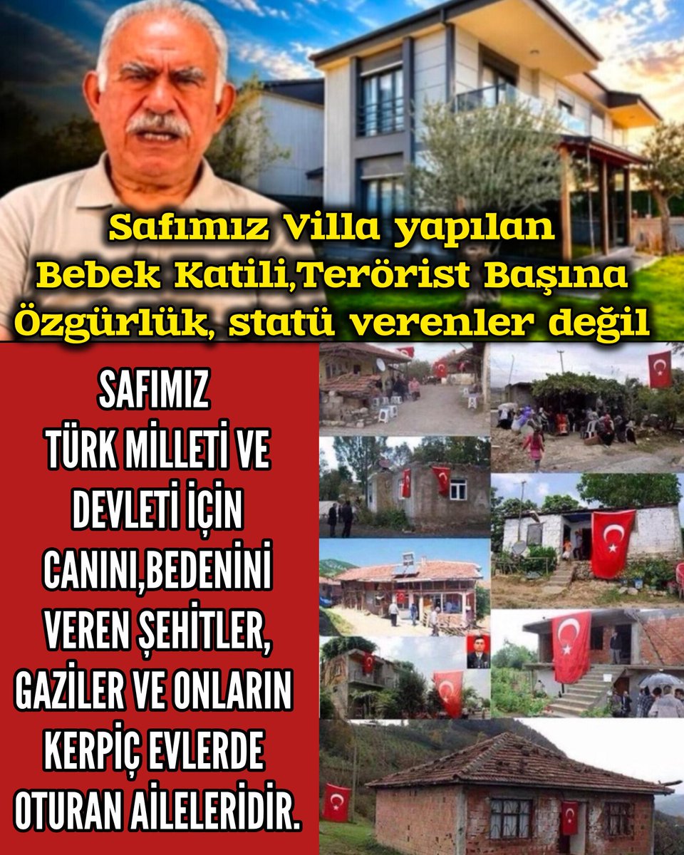 iyiphaber's tweet photo. Safımız Villa yapılan
Bebek Katili,Terörist Başına
Özgürlük, statü verenler değil.

Safımız 
Türk Milleti ve Devleti için
Canını,Bedenini Veren Şehitler,
Gaziler ve Onların kerpiç Evlerde 
oturan aileleridir. https://t.co/CGiWq2SLiy