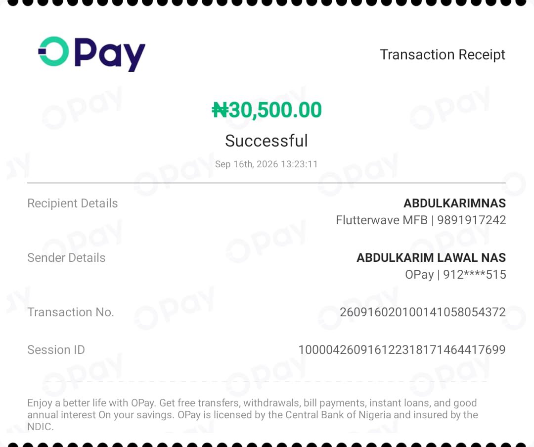 MaawiyyaM58911's tweet photo. @CeliaWallet I made a ₦30,500 Naira transfer to my Celia virtual account on 16/09/2026.My bank account was successfully debited, but the funds did not appeared in my Celia wallet, My KYC is fully completed.
Registered Email: abdulkarimnas99@gmail.com
SID: 100004260916122318171464417699 https://t.co/1zqllWiWdn