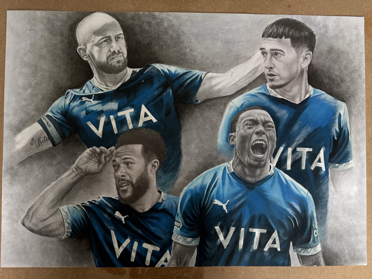 TidswellDaniel's tweet photo. My 16 year daughter painted  this picture of her favourite County players. If any @StockportCounty fans would like one. They are now on sale on Etsy. Link in the comments. https://t.co/ZYg0v93jrz