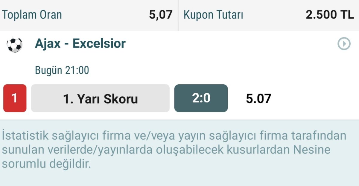 scoutingbett's tweet photo. Ajax-Excelsior maçında ilk yarıda 3 adet skoru kapattım 🤓 https://t.co/AK0AL5CsL0