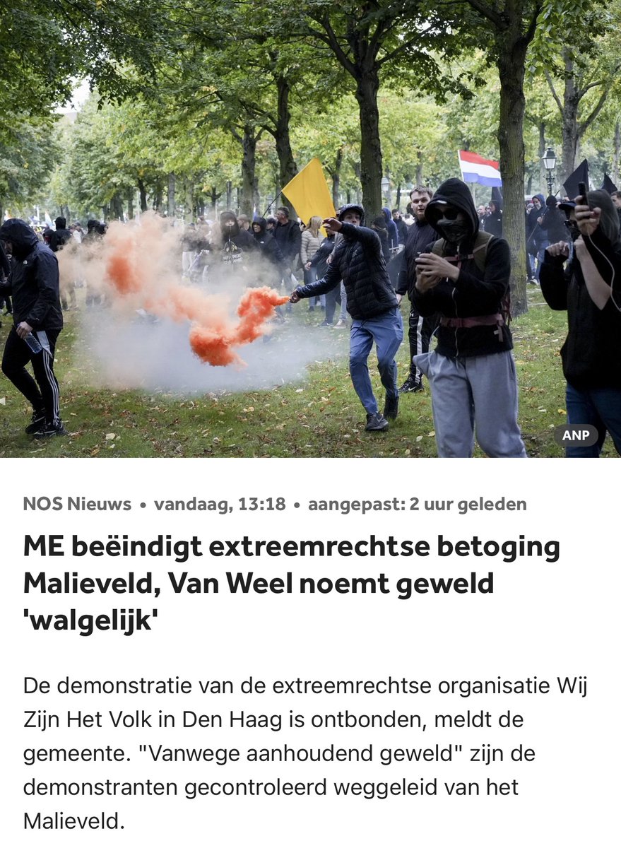 HenriBontenbal's tweet photo. Bizarre beelden van rechts-extreme rellen in Den Haag. Een demonstratie met antisemitisme, racisme en homohaat: dit is niet wat bij Nederland hoort en daar ook nooit bij mag gaan horen. (1/2) https://t.co/9jPkMRcnme