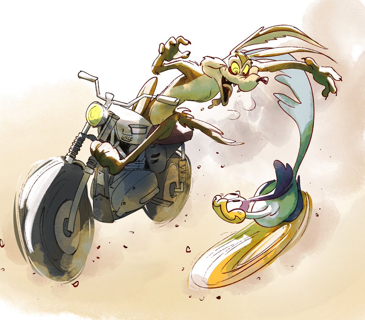 JuiceBoxBird's tweet photo. carnivorous motorcyclus #CoyoteVsACME https://t.co/bidMr82Rnd