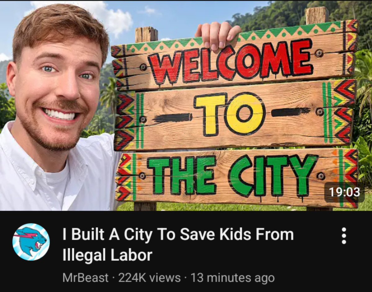Zyxervz's tweet photo. This is genuinely the best Mr beast video I've watched.
Mr Beast transformed a village of kids without proper education, forced to do illegal labor, He  built new houses , modern schools plus feeding for 5 years , new houses for teachers..

I'm proud of you Jimmy🤍🤍🤍 https://t.co/fvYNxMNTxY